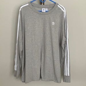 Adidas Originals gray with white adidas stripe long sleeve shirt. Size 4XL.